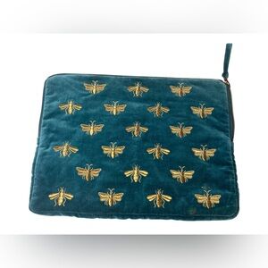 Elizabeth Scarlett London Embroidered Double Sided Honey Bee Laptop Case Cotton